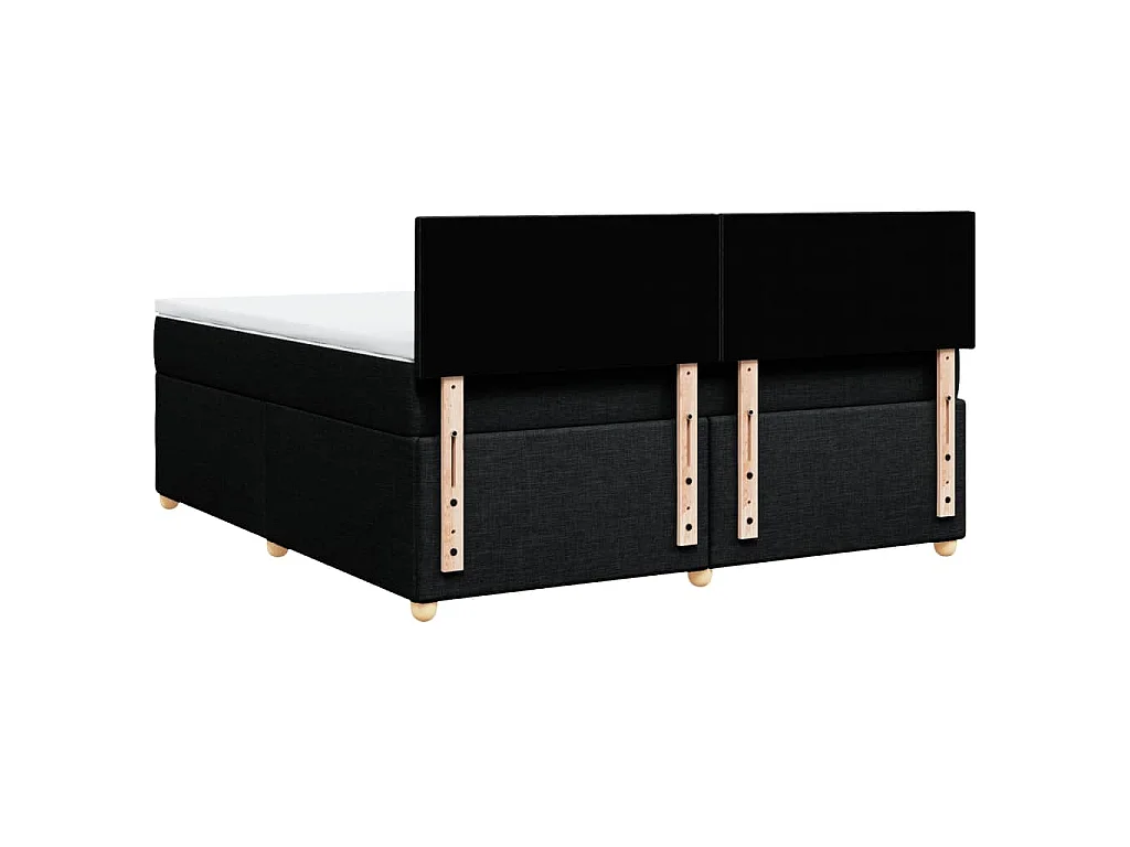 Cama box spring con colchón tela negro 180x200 cm