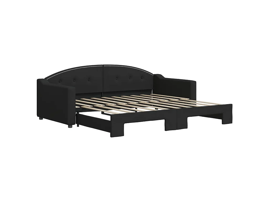 Divano Letto con Letto Estraibile Nero 90x190 cm in Tessuto