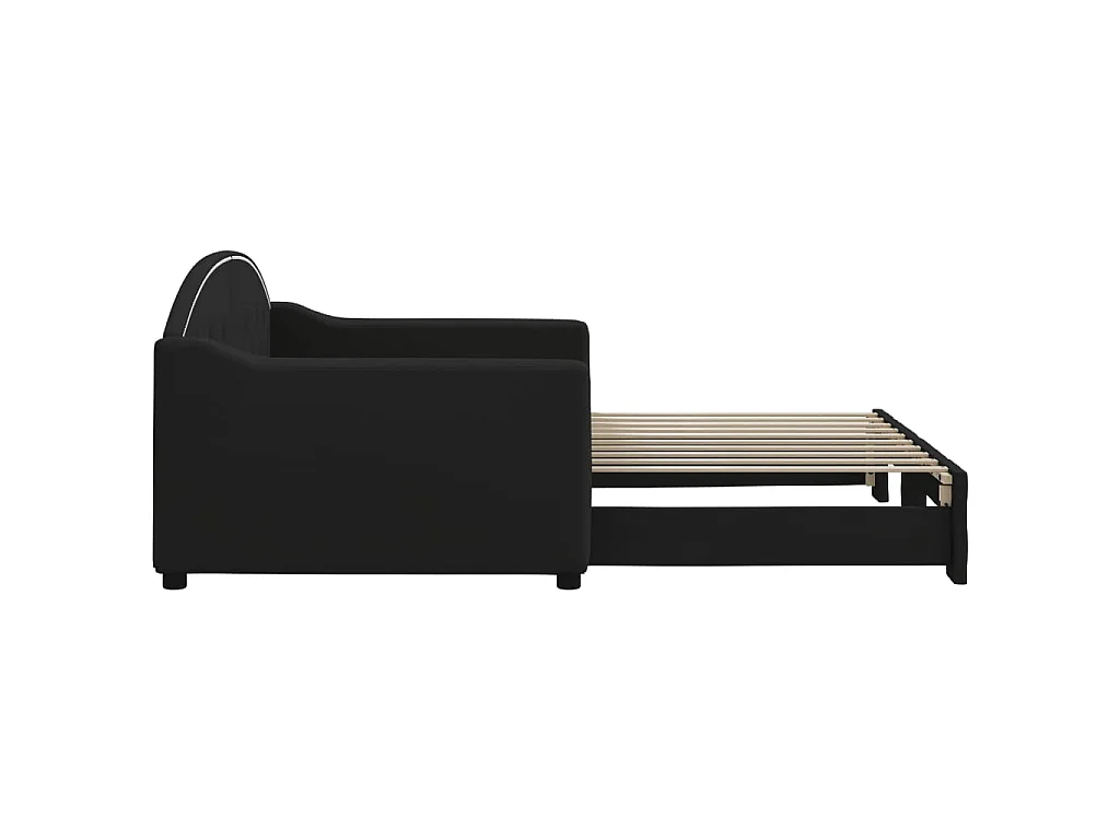 Divano Letto con Letto Estraibile Nero 90x190 cm in Tessuto