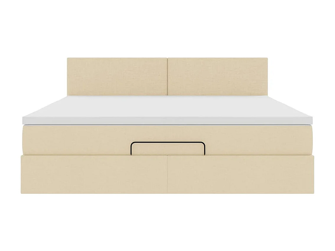 Cadre de lit ottoman avec matelas crème 160x200 cm tissu