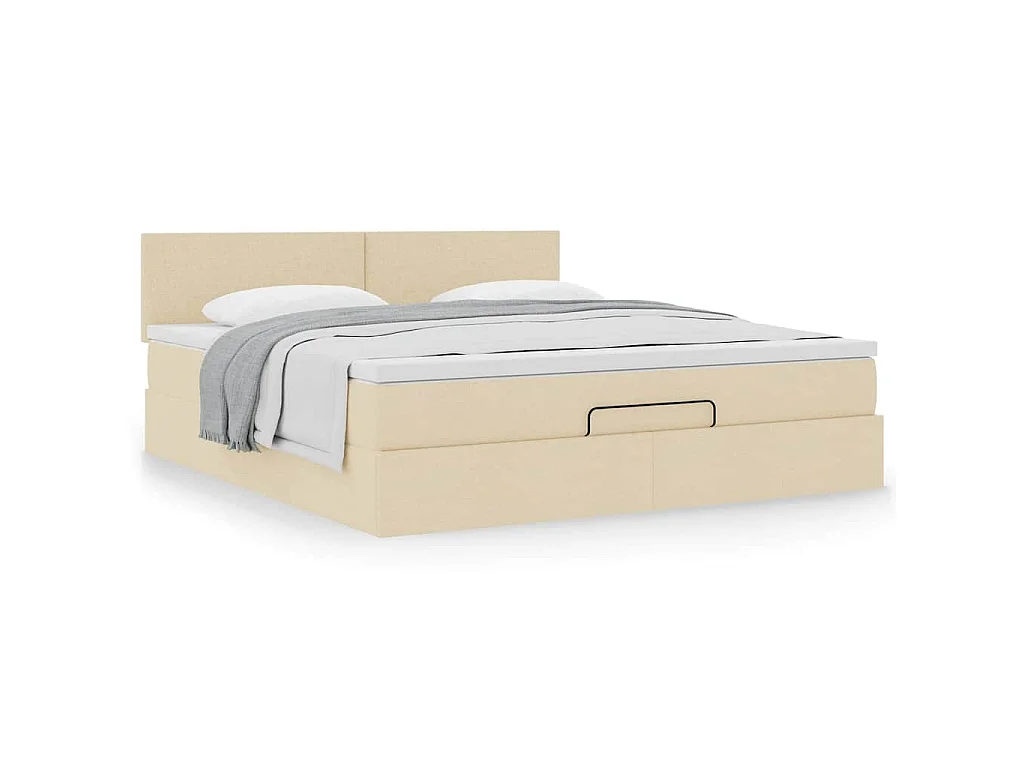 Ottoman bed met matras 160x200cm stof crèmekleurig