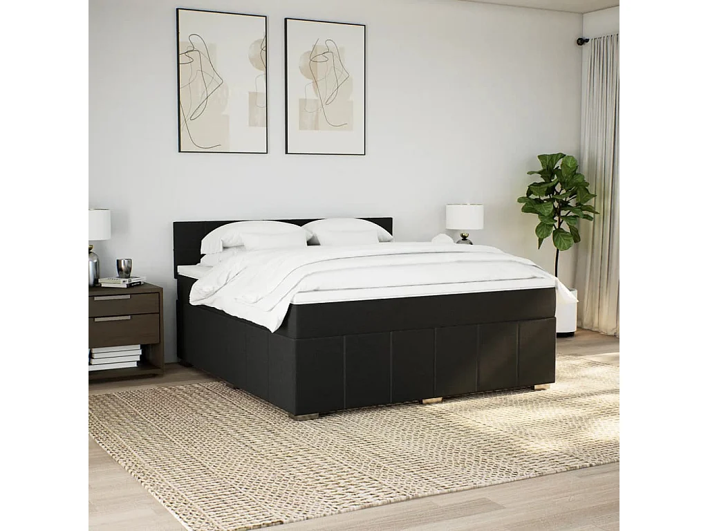 Boxspring met matras stof zwart 180x200 cm