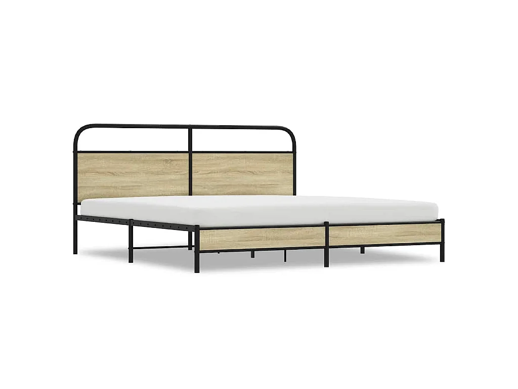 Cadre de lit en métal sans matelas chêne sonoma 180x200 cm