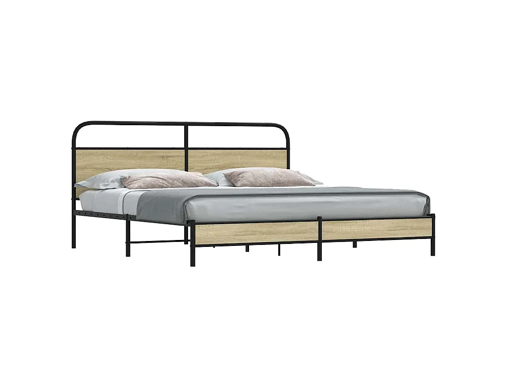 Cadre de lit en métal sans matelas chêne sonoma 180x200 cm