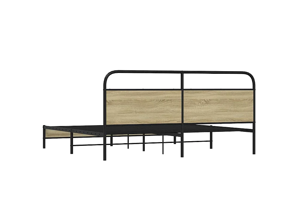 Cadre de lit en métal sans matelas chêne sonoma 180x200 cm