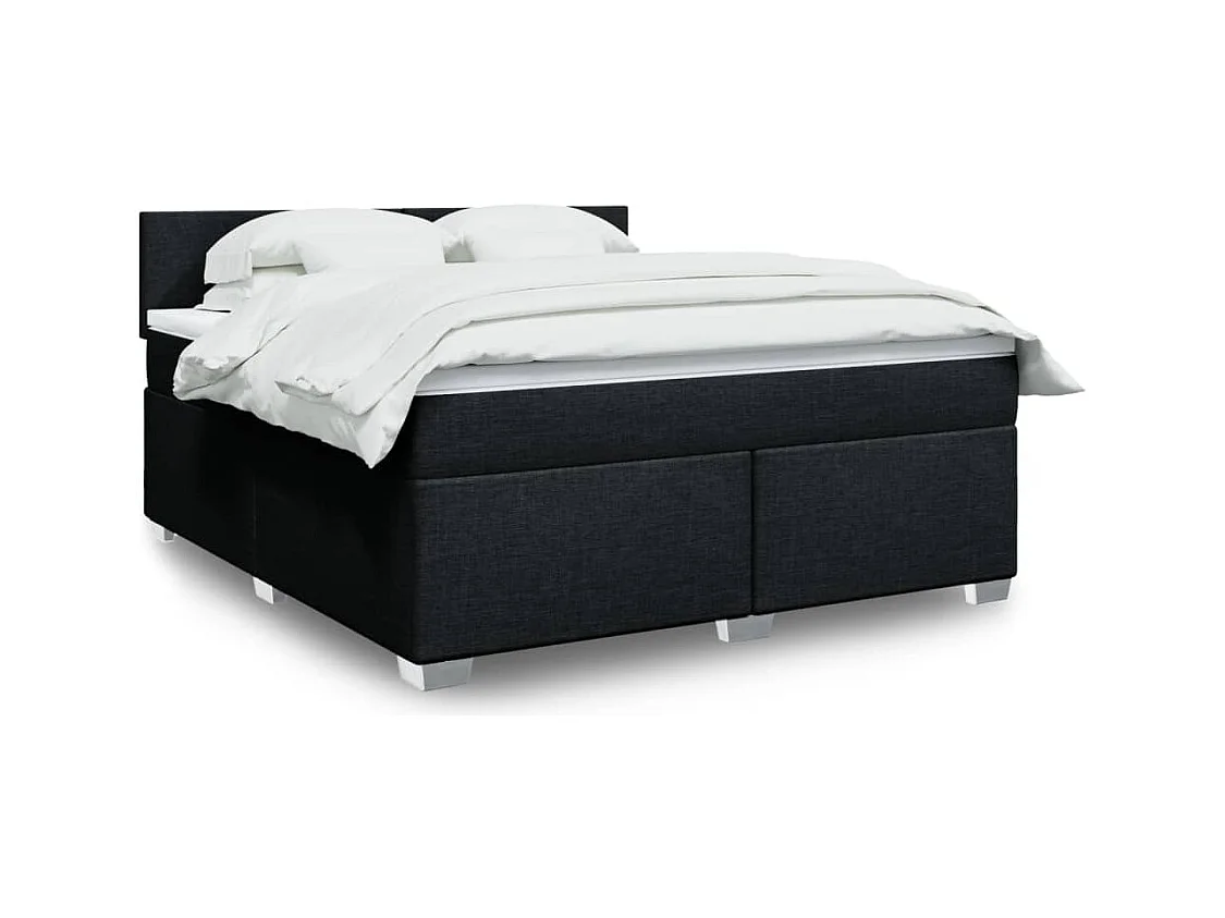 Sommier à lattes de lit avec matelas Noir 180x200 cm Tissu