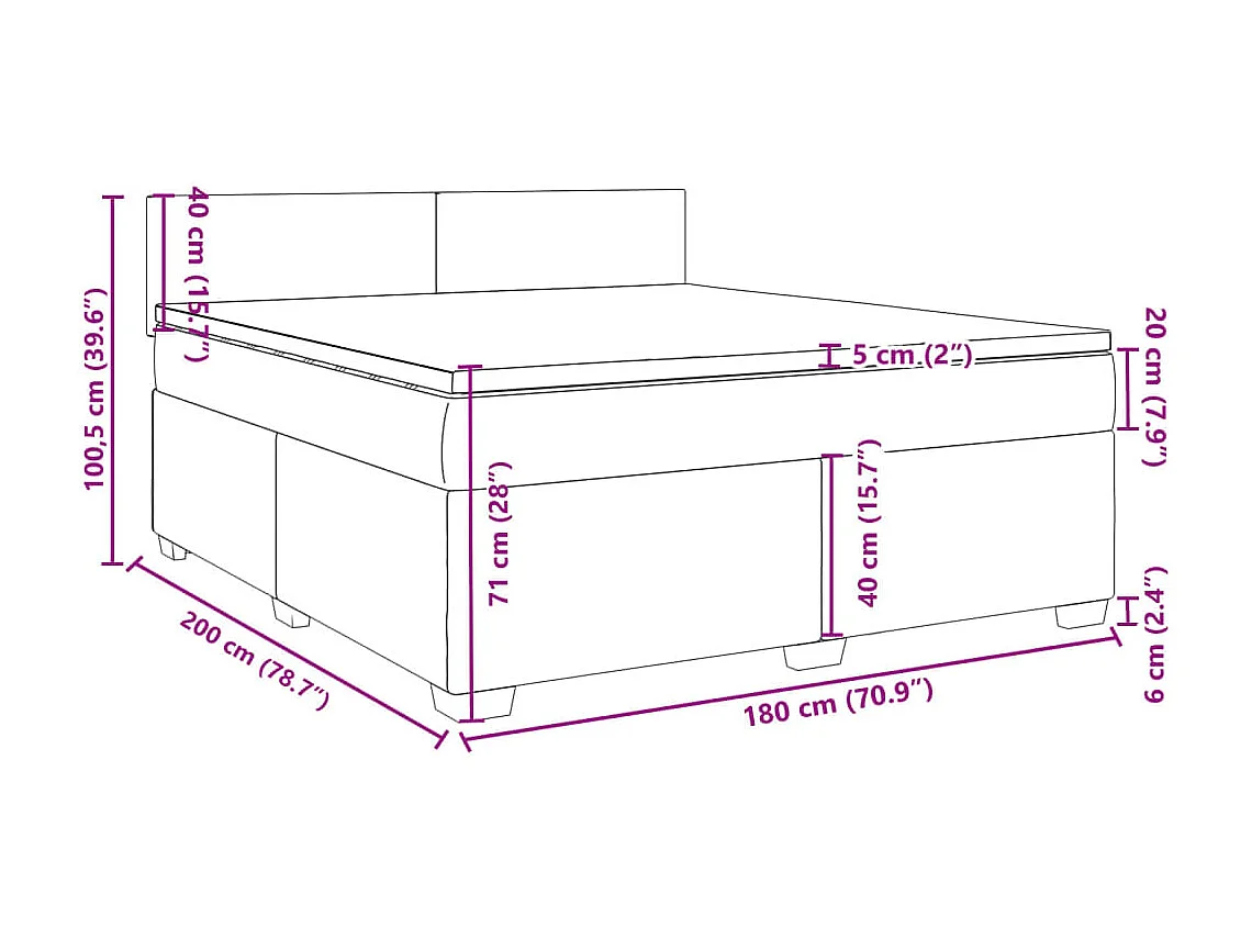 Boxspringbett mit Matratze Schwarz 180x200 cm Stoff