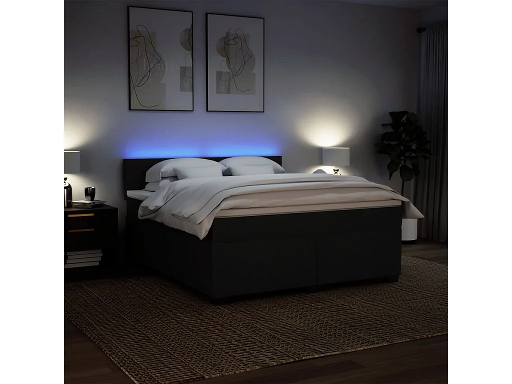 Giroletto a Molle con Materasso Nero 180x200 cm in Tessuto