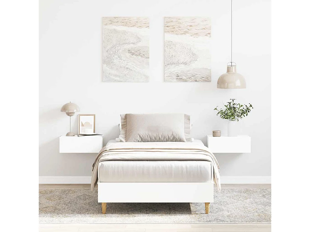 Cadre de lit sans matelas blanc 90x200 cm bois d'ingénierie