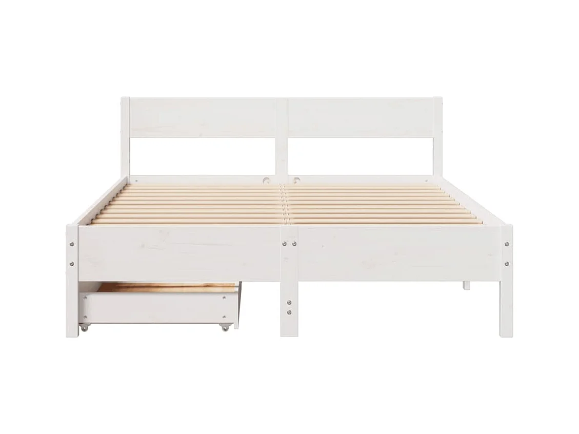 Bedframe zonder matras massief grenenhout wit 140x190 cm