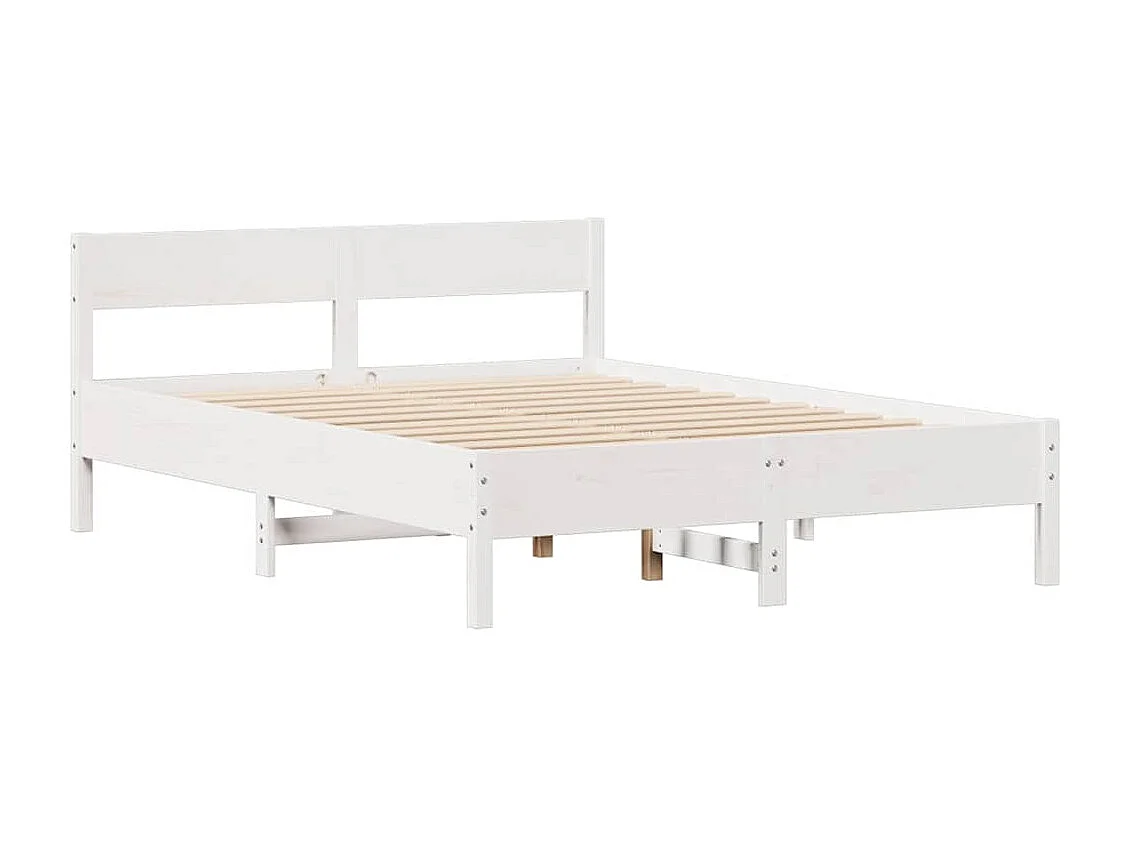 Massivholzbett ohne Matratze Weiß 140x190 cm Kiefernholz