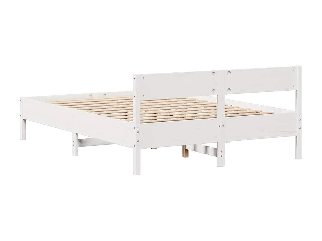 Massivholzbett ohne Matratze Weiß 140x190 cm Kiefernholz