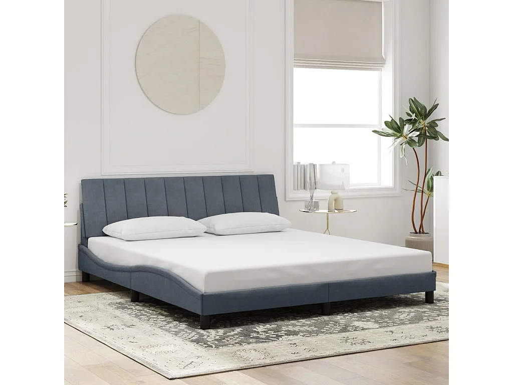 Giroletto con LED senza Materasso Hanko Grigio Scuro 180x200 cm in Velluto