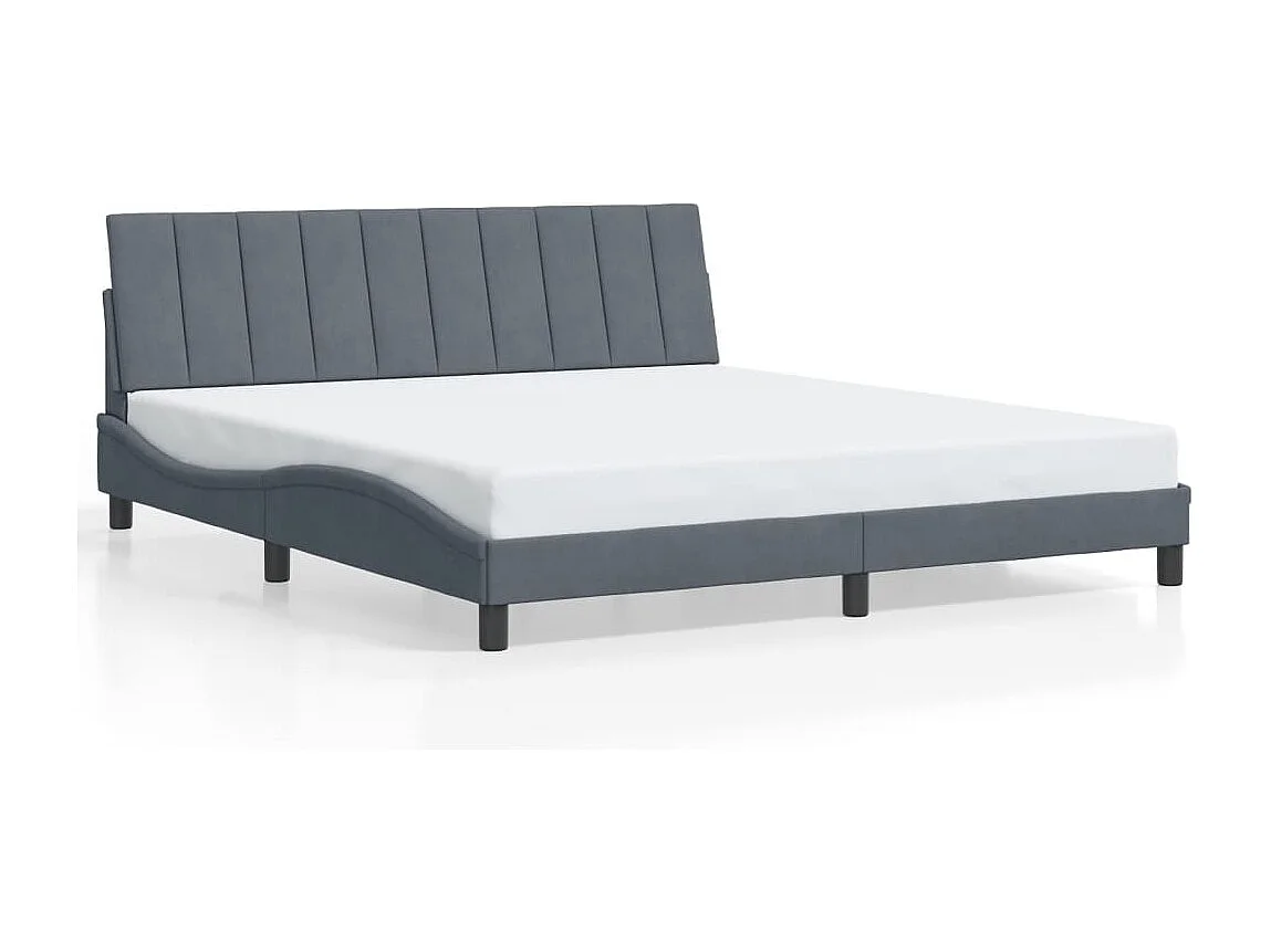 Giroletto con LED senza Materasso Hanko Grigio Scuro 180x200 cm in Velluto