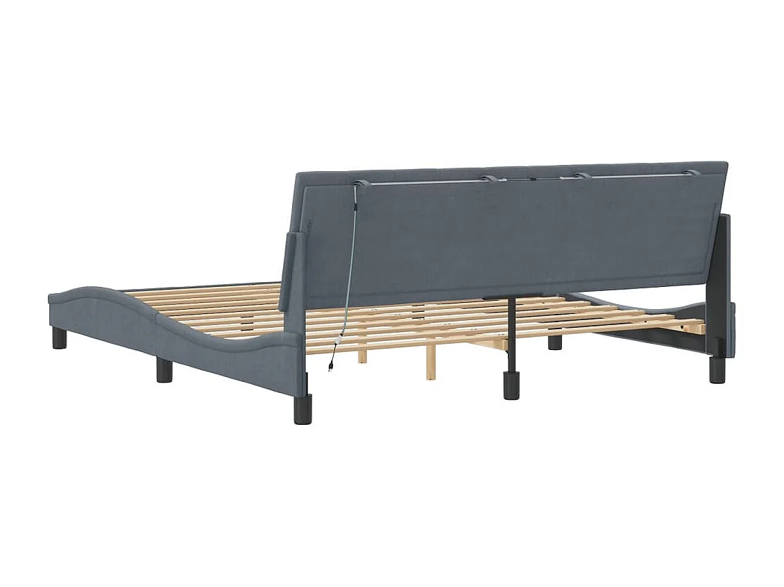 Giroletto con LED senza Materasso Hanko Grigio Scuro 180x200 cm in Velluto