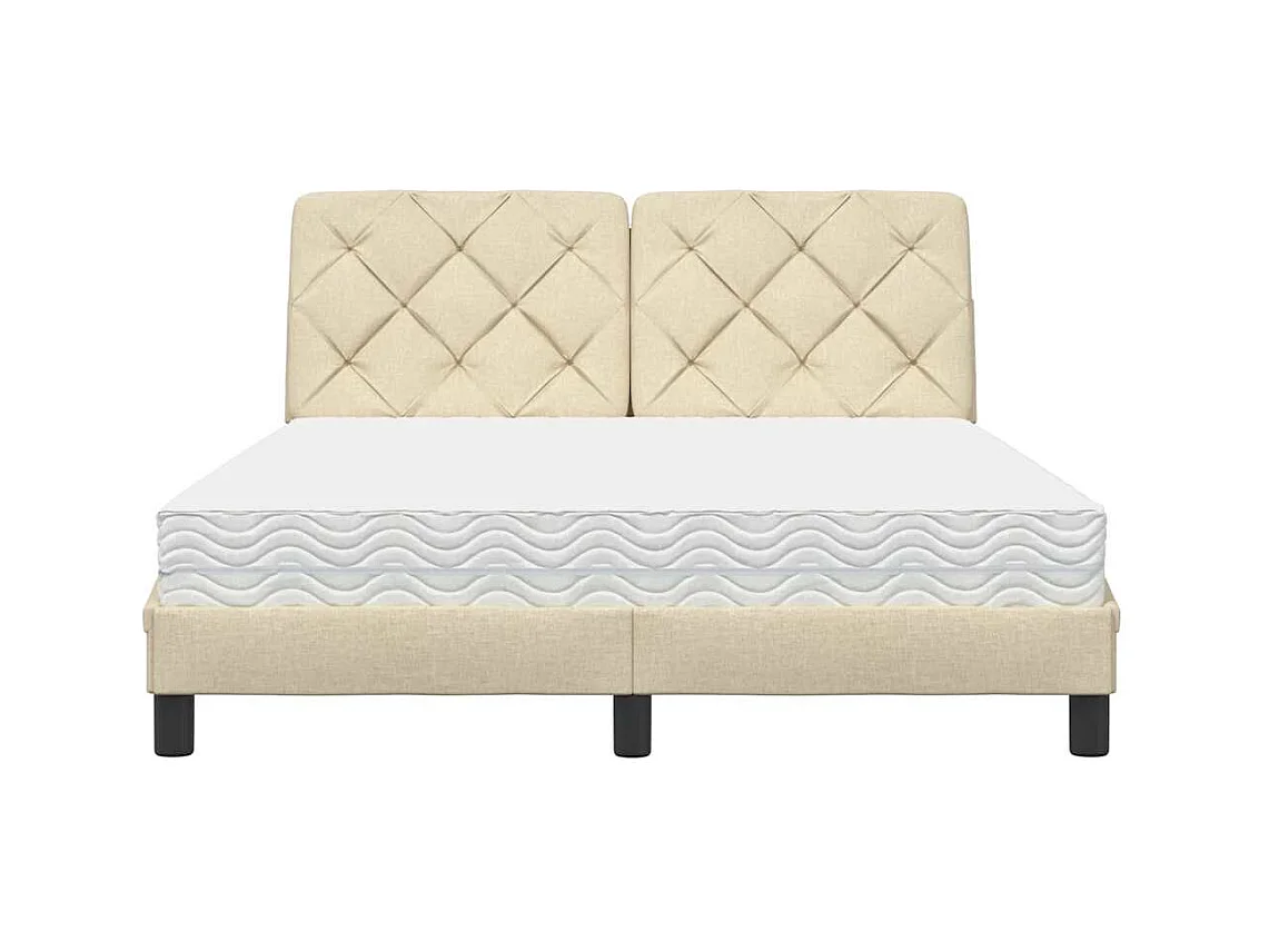 Lit avec matelas crème 140x200 cm tissu