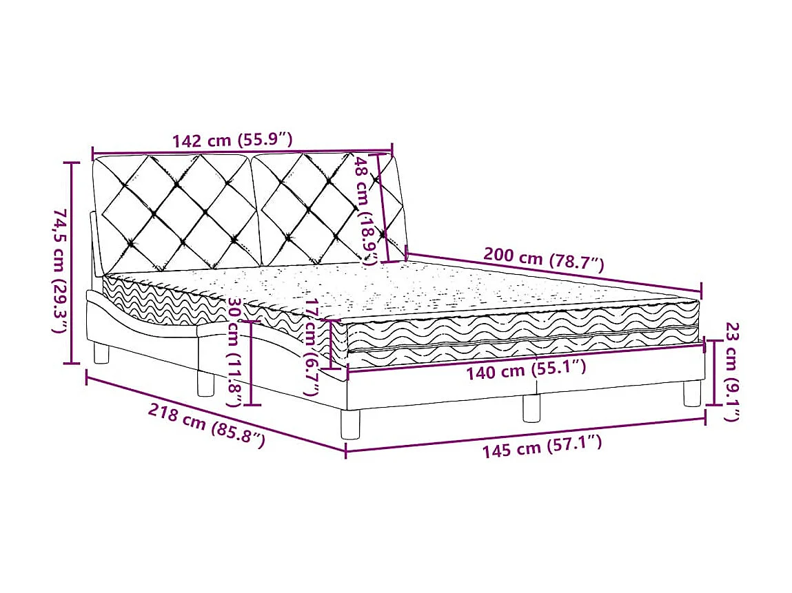 Bed met matras stof crèmekleurig 140x200 cm