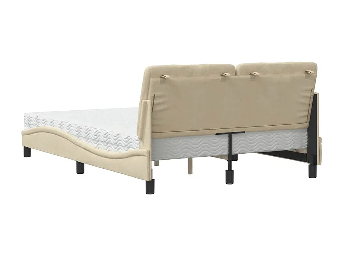 Bed met matras stof crèmekleurig 140x200 cm