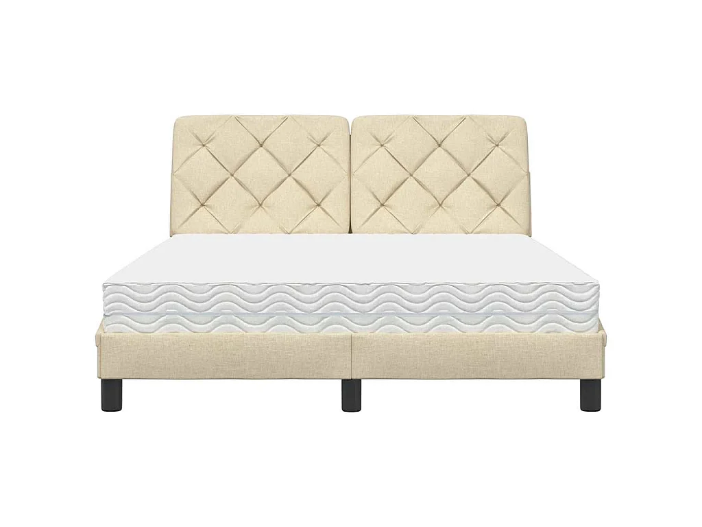 Lit avec matelas crème 140x200 cm tissu