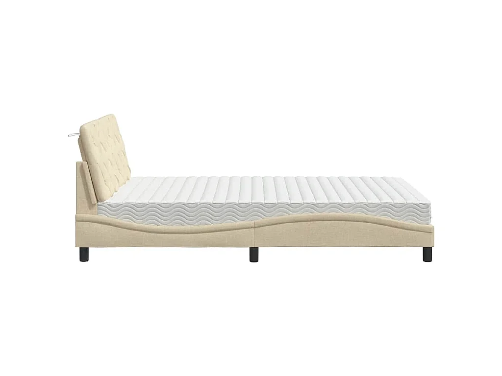 Lit avec matelas crème 140x200 cm tissu