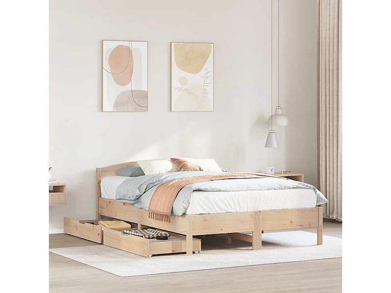 Cadre de lit sans matelas 140x190 cm bois de pin massif