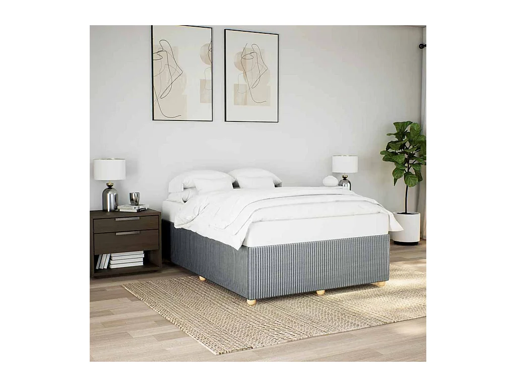 Cadre de lit sans matelas gris clair 140x190 cm tissu