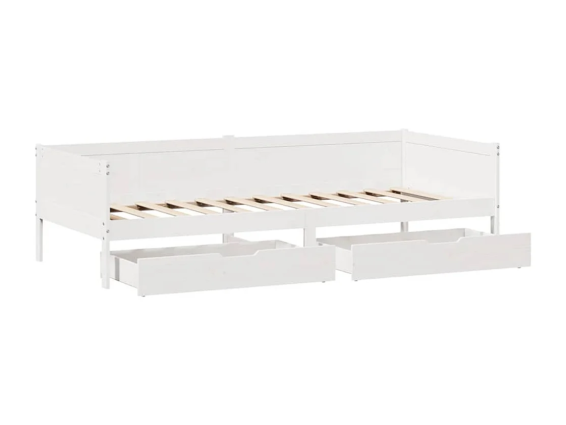 Tagesbett mit Schubladen Weiß 90x190 cm Kiefernholz