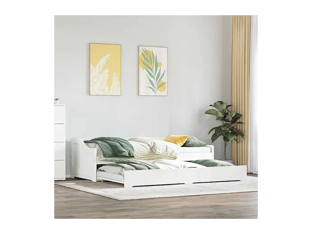 Lit de jour avec gigogne sans matelas IRUN blanc 90x200 cm