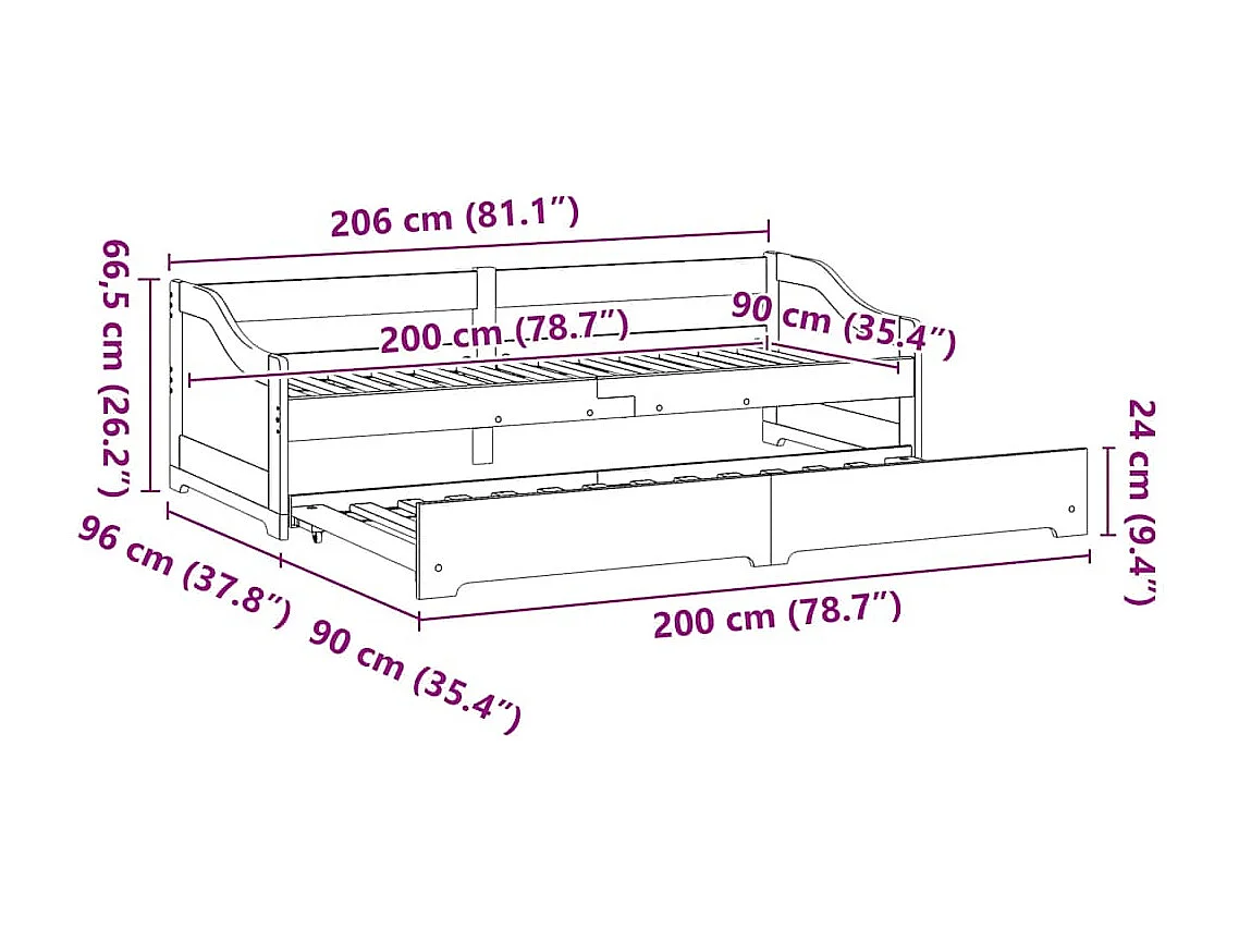 Diván con nido sin colchón "IRUN" blanco 90x200 cm