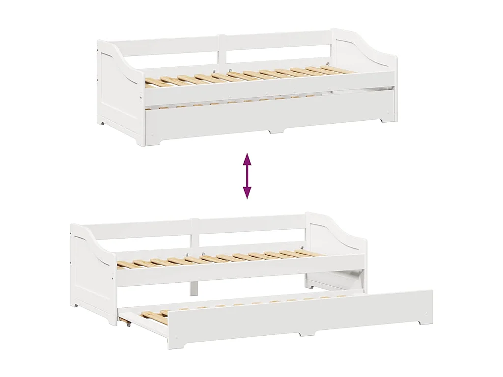 Lettino con Rotelle senza Materasso IRUN Bianco 90x200 cm