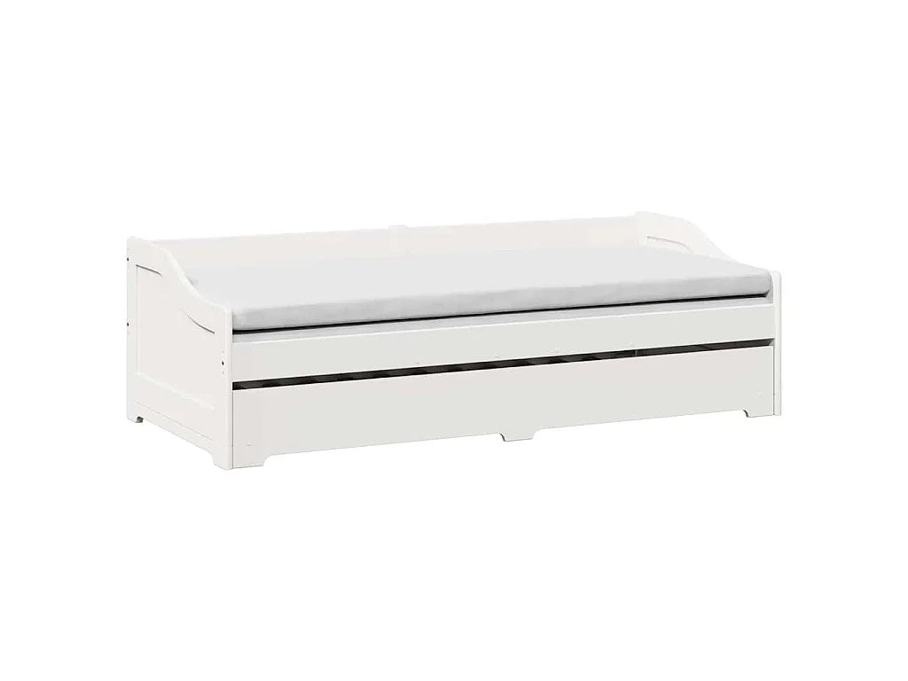 Lit de jour avec gigogne sans matelas IRUN blanc 90x200 cm