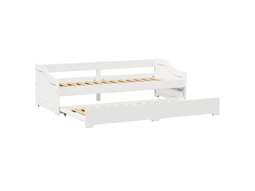 Lit de jour avec gigogne sans matelas IRUN blanc 90x200 cm
