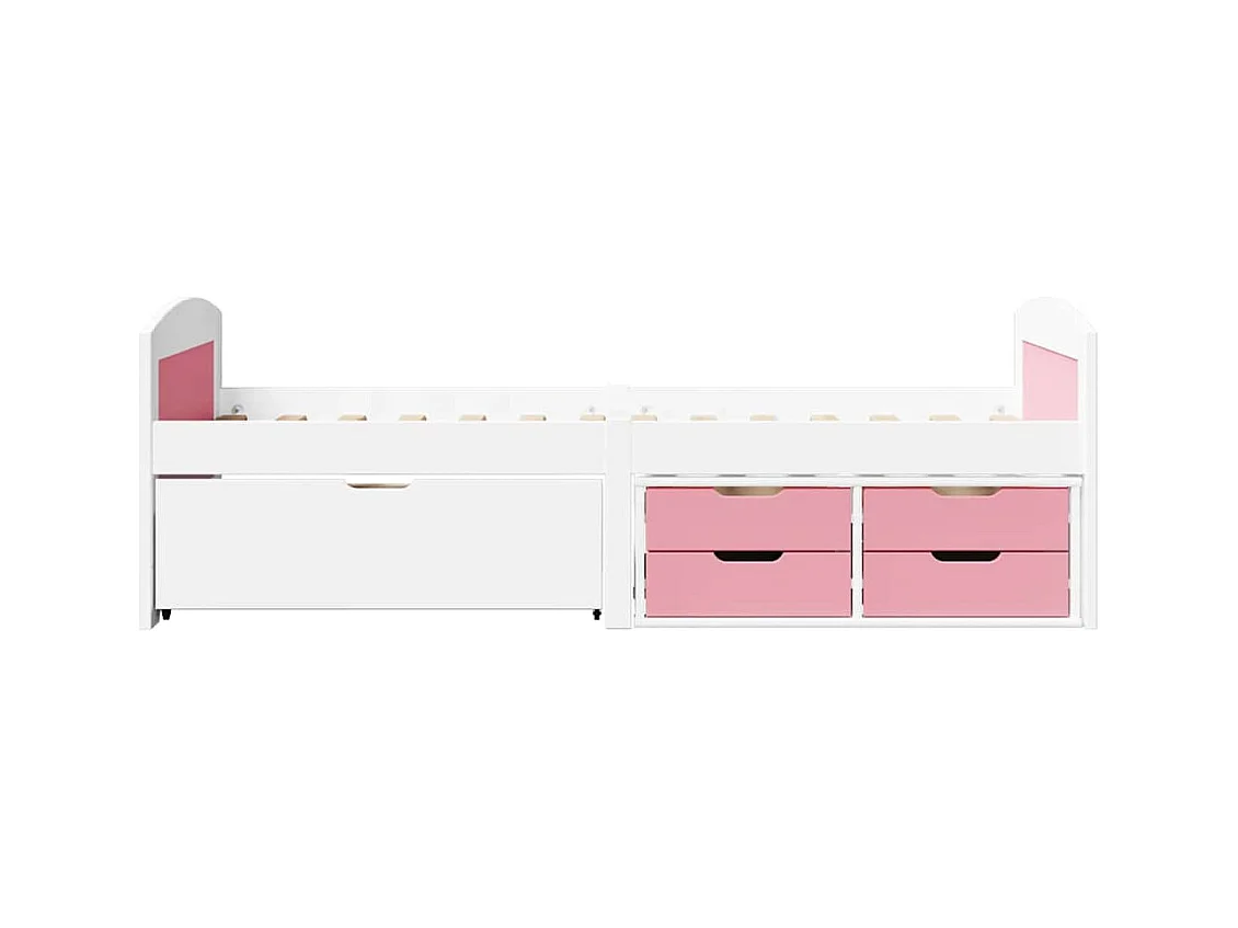 Lit de jour et 5 tiroirs sans matelas IRUN blanc rose 90x200 cm