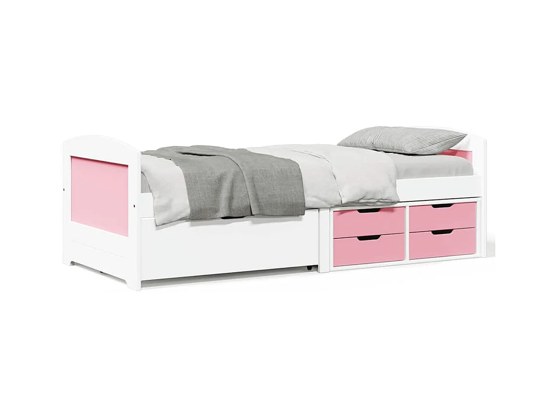 Lit de jour et 5 tiroirs sans matelas IRUN blanc rose 90x200 cm