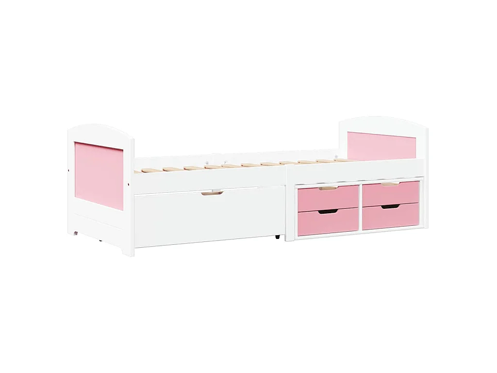 Lit de jour et 5 tiroirs sans matelas IRUN blanc rose 90x200 cm