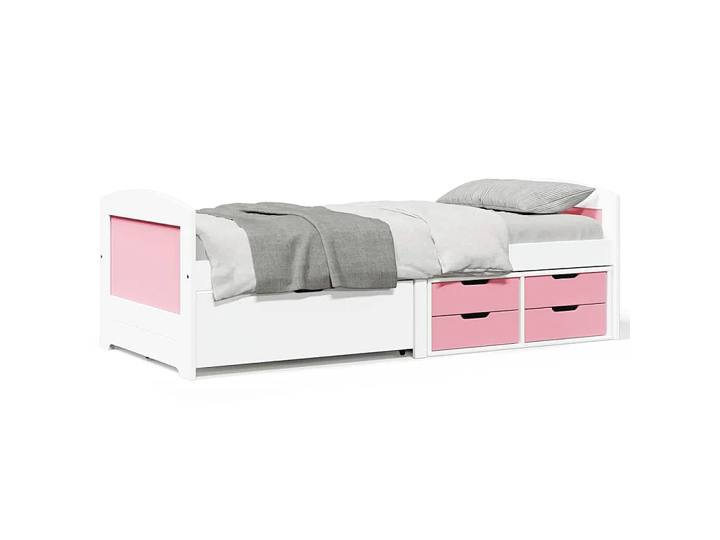 Lit de jour et 5 tiroirs sans matelas IRUN blanc rose 90x200 cm