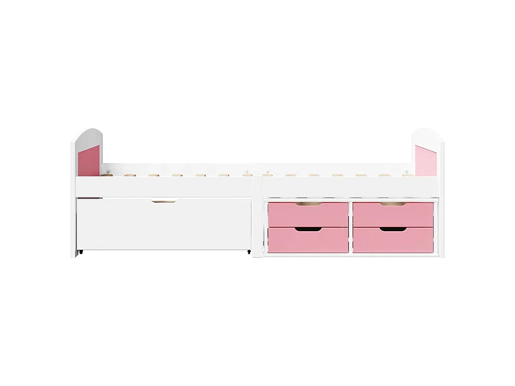 Lit de jour et 5 tiroirs sans matelas IRUN blanc rose 90x200 cm