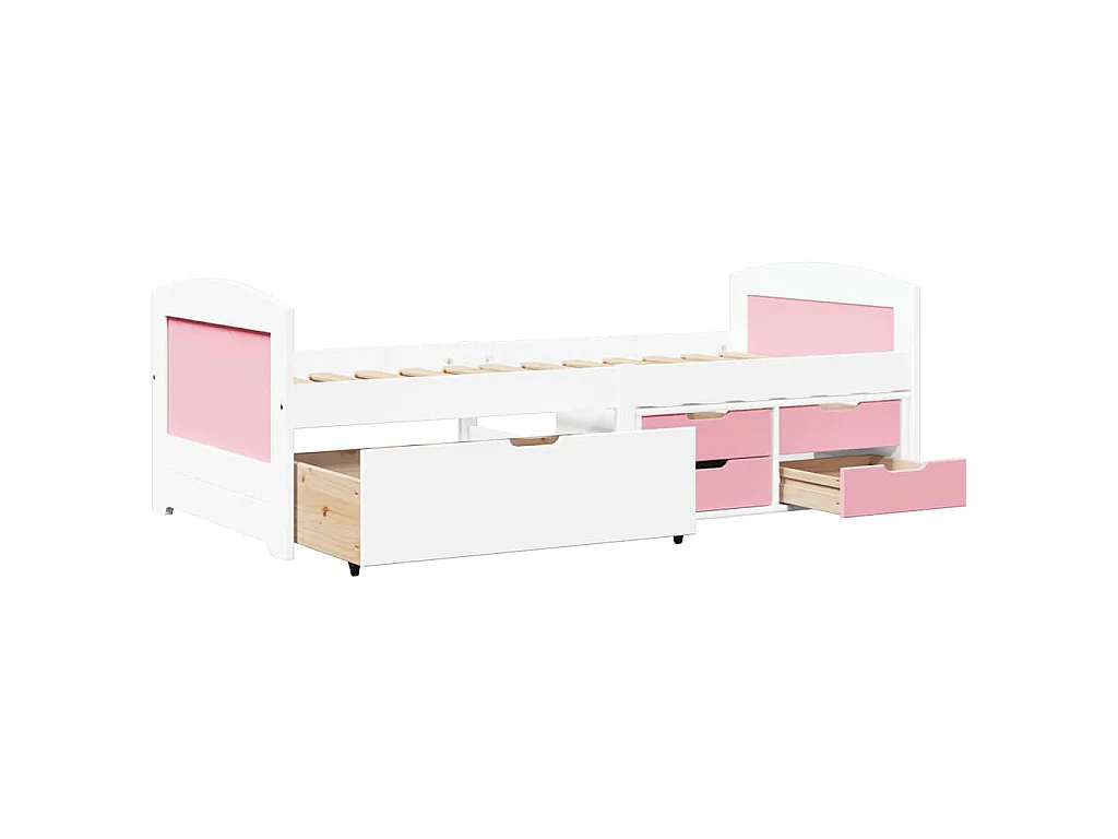 Lit de jour et 5 tiroirs sans matelas IRUN blanc rose 90x200 cm