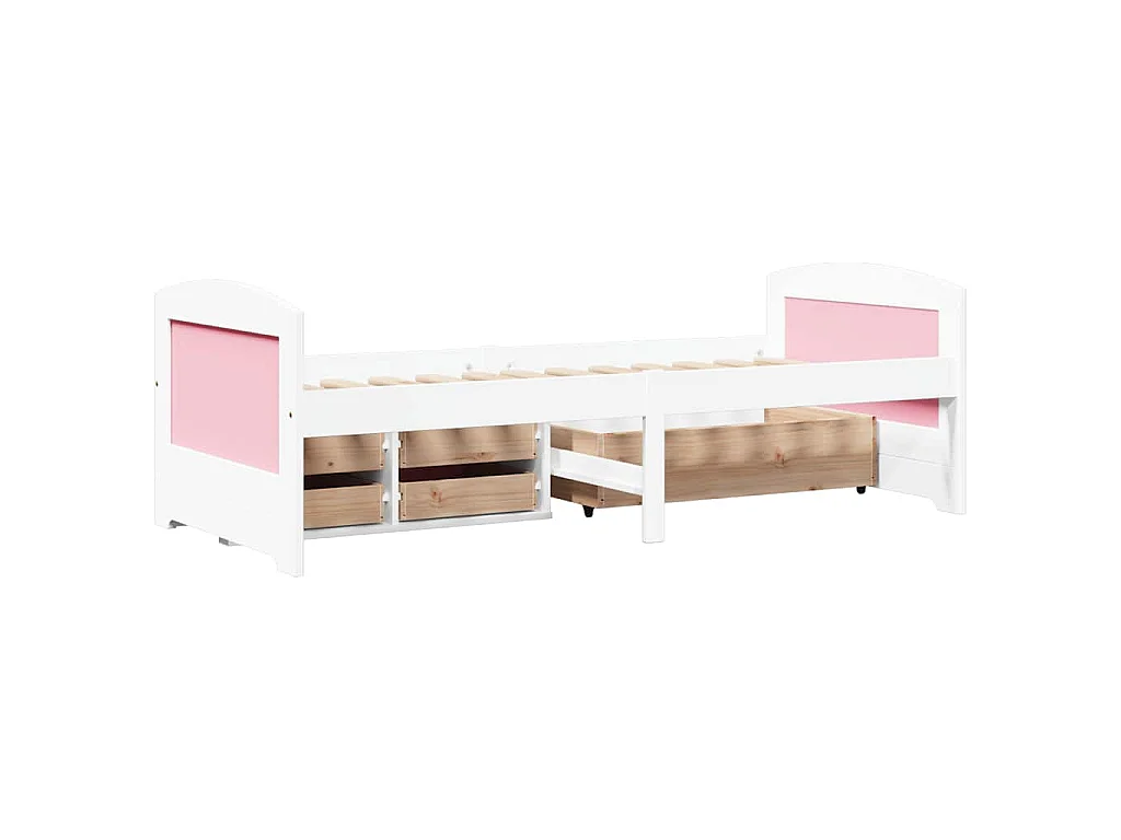 Lit de jour et 5 tiroirs sans matelas IRUN blanc rose 90x200 cm