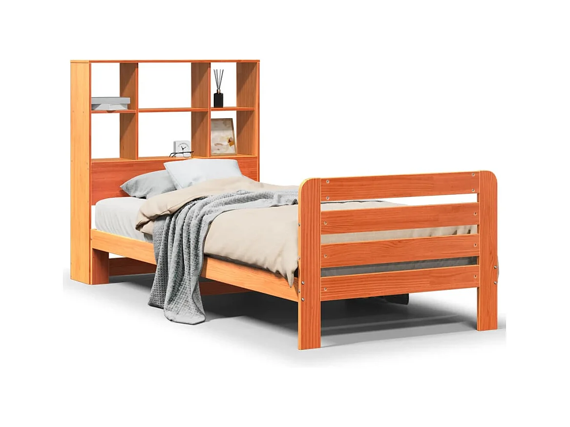 Cadre de lit sans matelas cire marron 90x190 cm bois pin massif