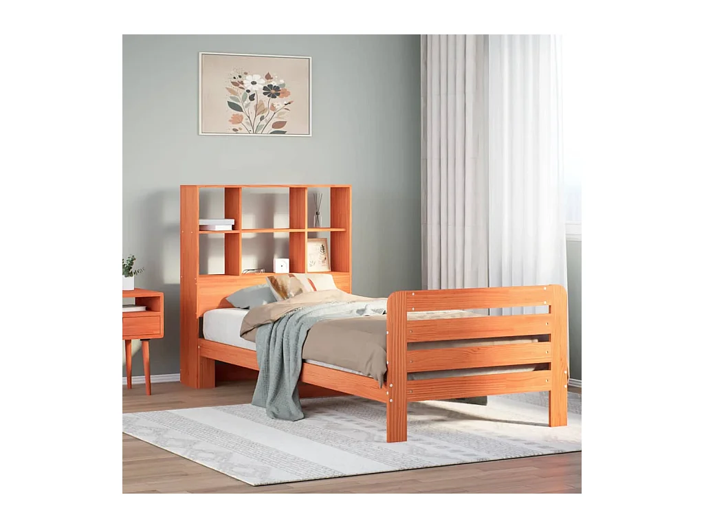 Bedframe zonder matras massief grenenhout wasbruin 90x190 cm
