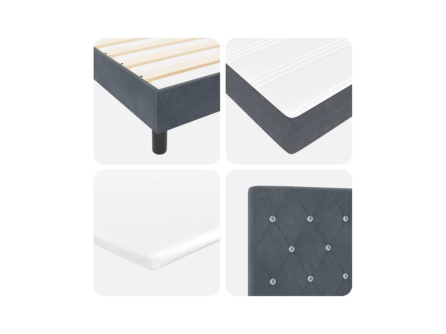 Boxspringbett mit Kopfteil Dunkelgrau 140 x 190 cm Samt
