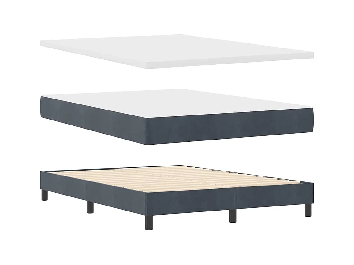 Boxspringbett mit Kopfteil Dunkelgrau 140 x 190 cm Samt