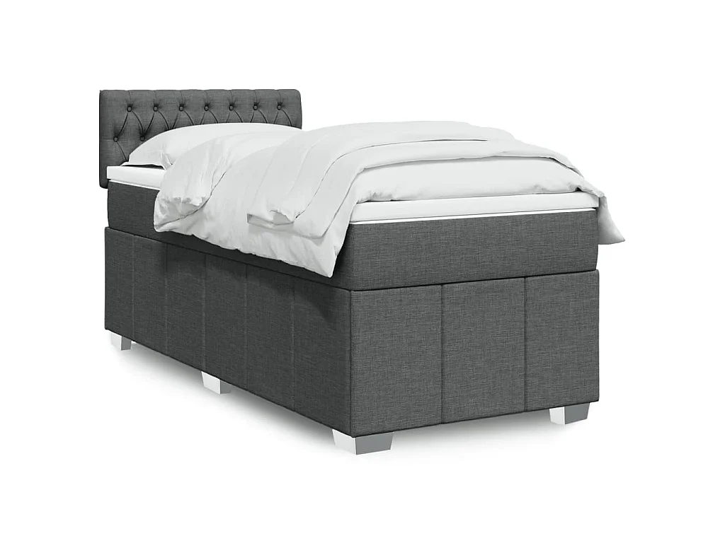 Sommier à lattes de lit et matelas Gris foncé 90x190 cm Tissu