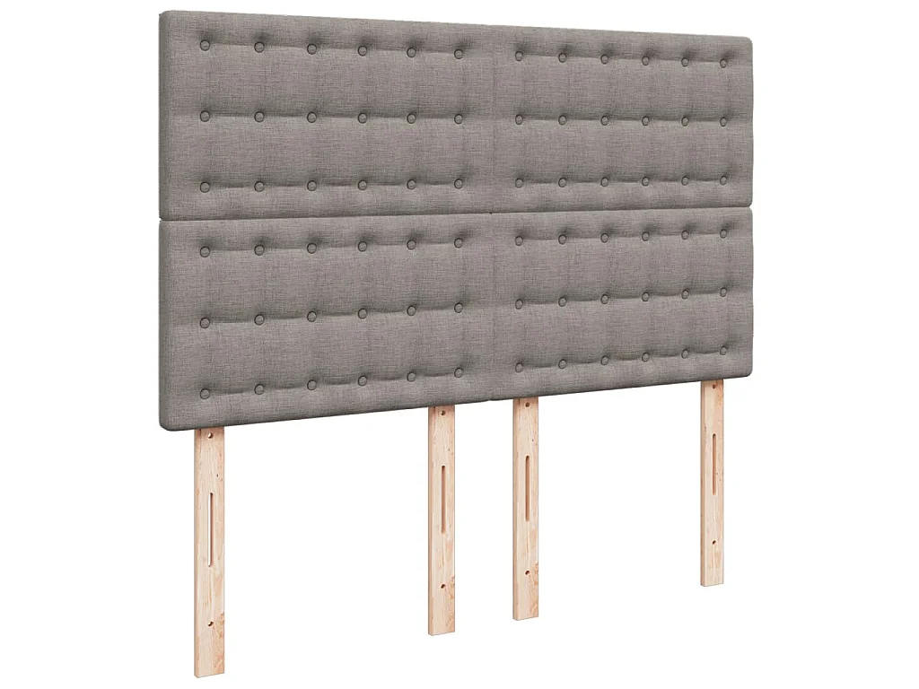 Cama box spring con colchón tela gris taupe 140x200 cm