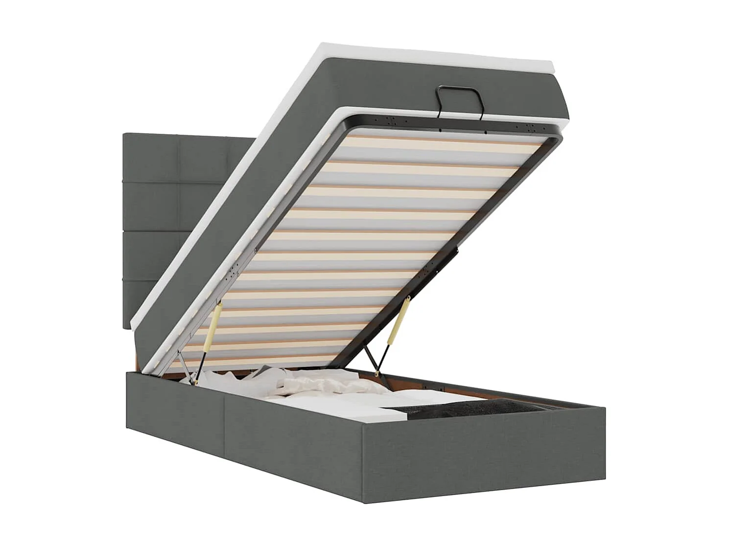 Ottoman bed met matras en LED's 90x190cm stof donkergrijs