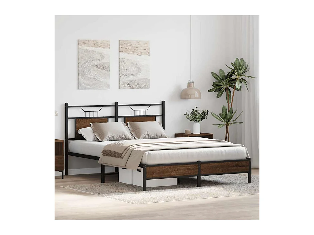 Cadre de lit sans matelas chêne marron 140x200 cm