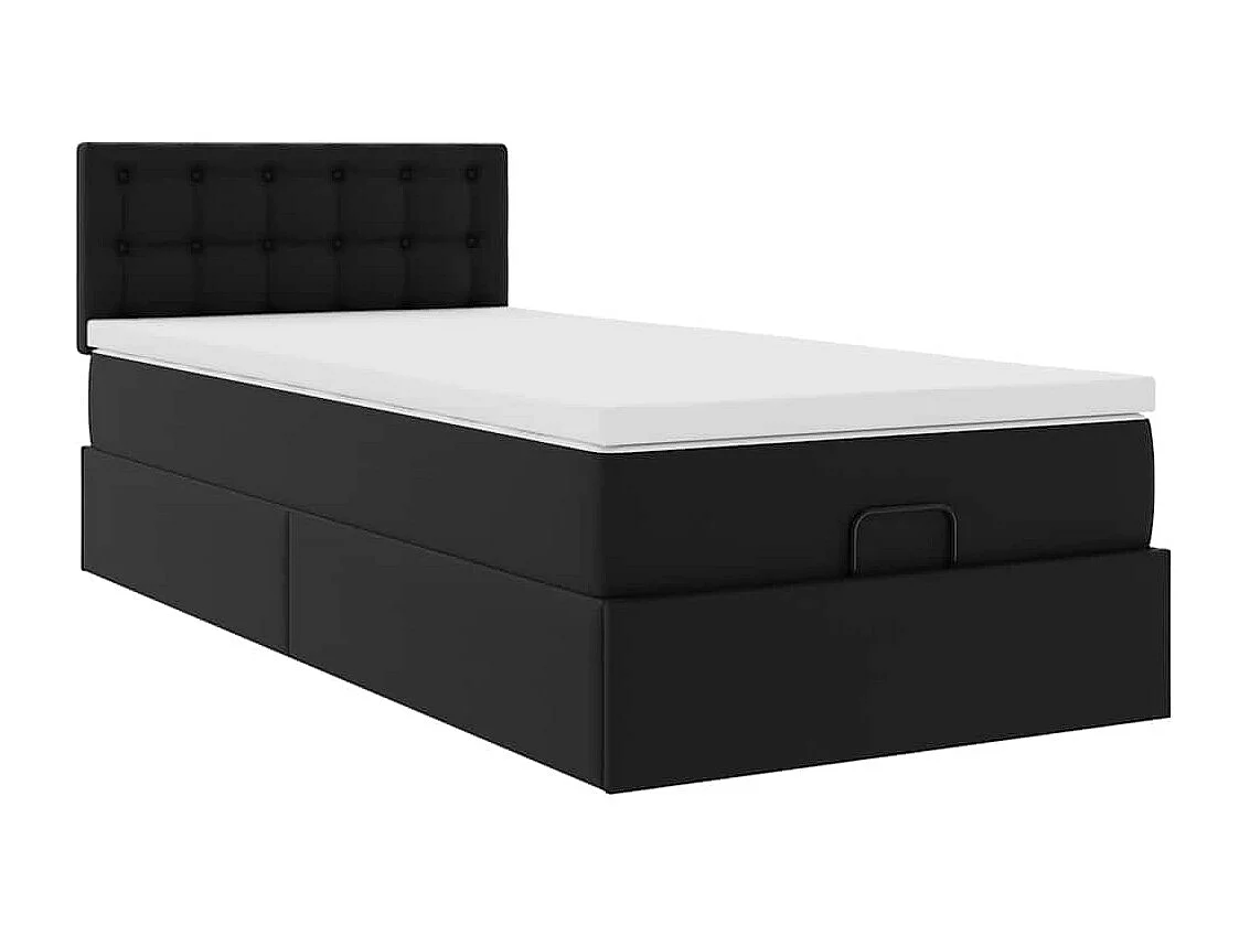 Cadre de lit ottoman avec matelas noir 90x190 cm similicuir