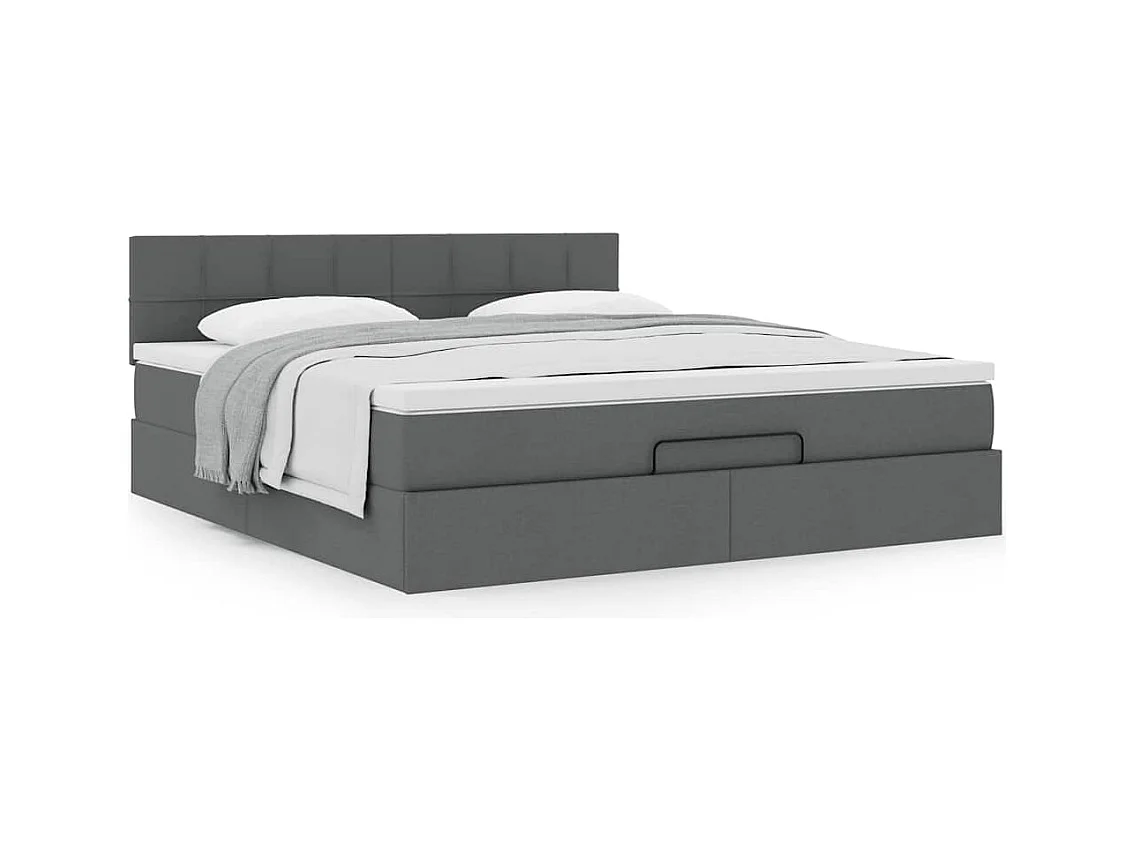 Ottoman bed met matras 160x200cm stof donkergrijs