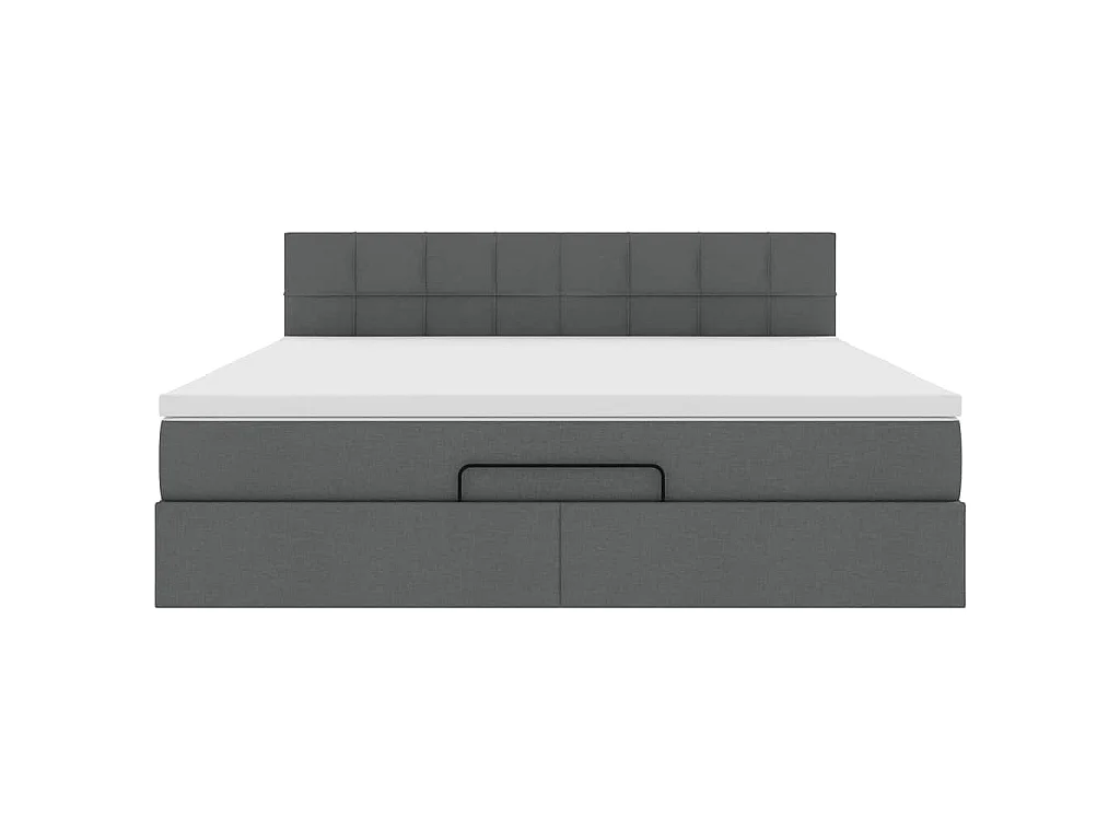 Cadre de lit ottoman avec matelas gris foncé 160x200cm tissu